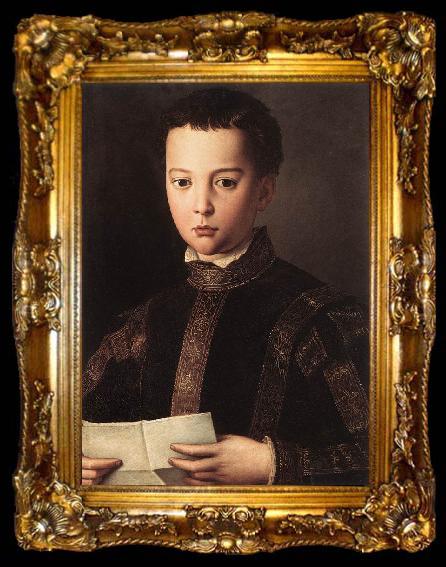 framed  BRONZINO, Agnolo Portrait of Francesco I de Medici, ta009-2